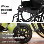 Equipmed 24 Inch Folding Bariatric Wheelchair, XL Wide Design, 136kg Capacity, Park Brakes, Retractable Armrests, Dark Grey Hammertone - Image 7