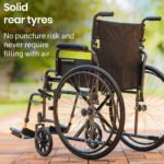 Equipmed 24 Inch Folding Bariatric Wheelchair, XL Wide Design, 136kg Capacity, Park Brakes, Retractable Armrests, Dark Grey Hammertone - Image 8