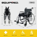 EQUIPMED Extra-Wide Folding Wheelchair, Aluminium Frame, 150kg Capacity, 24 Inch Wheels, Park Brakes, Black - Image 6