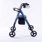 EQUIPMED 4 Wheel Lightweight Rollator Walker, Aluminium Frame, Seat, Carry Bag, for Seniors, Blue - Image 2