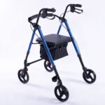 EQUIPMED 4 Wheel Lightweight Rollator Walker, Aluminium Frame, Seat, Carry Bag, for Seniors, Blue - Image 7