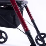 EQUIPMED 4 Wheel Lightweight Rollator Walker, Aluminium Frame, Seat, Carry Bag, for Seniors, Red - Image 3