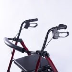 EQUIPMED 4 Wheel Lightweight Rollator Walker, Aluminium Frame, Seat, Carry Bag, for Seniors, Red - Image 4