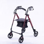 EQUIPMED 4 Wheel Lightweight Rollator Walker, Aluminium Frame, Seat, Carry Bag, for Seniors, Red - Image 5