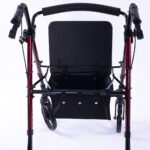 EQUIPMED 4 Wheel Lightweight Rollator Walker, Aluminium Frame, Seat, Carry Bag, for Seniors, Red - Image 8