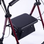 EQUIPMED 4 Wheel Lightweight Rollator Walker, Aluminium Frame, Seat, Carry Bag, for Seniors, Red - Image 10