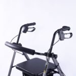 EQUIPMED 4 Wheel Lightweight Rollator Walker, Aluminium Frame, Seat, Carry Bag, for Seniors, Titanium Style - Image 4