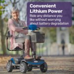 EQUIPMED FreeRoam+ Mid-Sized Lithium Fast Easy Charge Mobility Scooter, Blue - Image 3