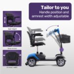 EQUIPMED FreeRoam+ Mid-Sized Lithium Fast Easy Charge Mobility Scooter, Blue - Image 7