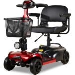 EQUIPMED FreeLite+ Mid-Sized Foldable Electric Mobility Scooter, Lithium Battery, Long Range and Easy Charging, Red