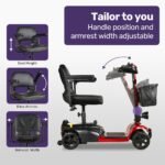 EQUIPMED FreeLite+ Mid-Sized Foldable Electric Mobility Scooter, Lithium Battery, Long Range and Easy Charging, Red - Image 5