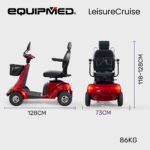 EQUIPMED LeisureCruise Extra Large-Sized, High Power, 182kg Capacity Mobility Scooter  - Red - Image 3