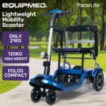 EQUIPMED Ultra-Lightweight Folding Electric Mobility Scooter, 19kg with Battery Removed, 120kg Capacity, Long Range, Brushless Motor, Portable, Blue - Image 2