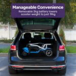 EQUIPMED Ultra-Lightweight Folding Electric Mobility Scooter, 19kg with Battery Removed, 120kg Capacity, Long Range, Brushless Motor, Portable, Blue - Image 4