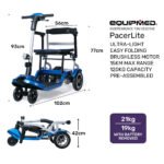 EQUIPMED Ultra-Lightweight Folding Electric Mobility Scooter, 19kg with Battery Removed, 120kg Capacity, Long Range, Brushless Motor, Portable, Blue - Image 8