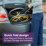 EQUIPMED Kids Paediatric Wheelchair, 100kg Rated, 110-140cm Rider Height, Quick Folding, Adjustable Footrests, 22" Wheels, Yellow - Image 4