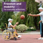 EQUIPMED Kids Paediatric Wheelchair, 100kg Rated, 110-140cm Rider Height, Quick Folding, Adjustable Footrests, 22" Wheels, Yellow - Image 5