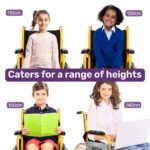 EQUIPMED Kids Paediatric Wheelchair, 100kg Rated, 110-140cm Rider Height, Quick Folding, Adjustable Footrests, 22" Wheels, Yellow - Image 6