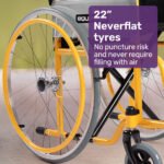 EQUIPMED Kids Paediatric Wheelchair, 100kg Rated, 110-140cm Rider Height, Quick Folding, Adjustable Footrests, 22" Wheels, Yellow - Image 8