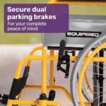 EQUIPMED Kids Paediatric Wheelchair, 100kg Rated, 110-140cm Rider Height, Quick Folding, Adjustable Footrests, 22" Wheels, Yellow - Image 9