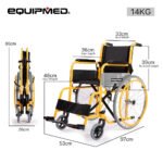 EQUIPMED Kids Paediatric Wheelchair, 100kg Rated, 110-140cm Rider Height, Quick Folding, Adjustable Footrests, 22" Wheels, Yellow - Image 11