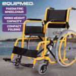 EQUIPMED Kids Paediatric Wheelchair, 100kg Rated, 110-140cm Rider Height, Quick Folding, Adjustable Footrests, 22" Wheels, Yellow - Image 12