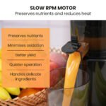 EUROCHEF Cold Press Slow Juicer Machine, Large Chute, 200W, Charcoal Grey - Image 6