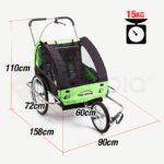 Tag-along Kids Bike Trailer Bicycle Pram Stroller Children Jogger Green - Image 2
