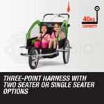 Tag-along Kids Bike Trailer Bicycle Pram Stroller Children Jogger Green - Image 5