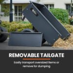 PLANTCRAFT 270kg Capacity Metal Dump Cart Garden Lawn Yard Farm Trolley, Tow Behind Ride on Mower - Image 3