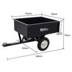 PLANTCRAFT 270kg Capacity Metal Dump Cart Garden Lawn Yard Farm Trolley, Tow Behind Ride on Mower - Image 6