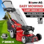 BAUMR-AG 18" 150cc Lawn Mower, 8 Heights, Steel Deck, Cup Holders, 4-Stroke Petrol Lawnmower - 730EX - Image 2
