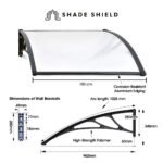 SHADE SHIELD 1x1m Aluminium Exterior Awning, Black DIY External UV Rain Protection Clear Polycarbonate Canopy Cover - Image 2