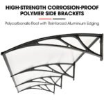 SHADE SHIELD 3x1m Aluminium Exterior Awning, Black DIY External UV Rain Protection Clear Polycarbonate Canopy Cover - Image 4