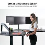 FORTIA Corner Standing Desk, 1730W x 1730W x 750D, 3 Motors, 120kg Load, Sit to Stand Up Electric Height Adjustable, Black/Black Frame - Image 3