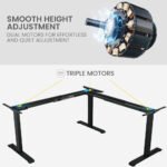 FORTIA Corner Standing Desk, 1730W x 1730W x 750D, 3 Motors, 120kg Load, Sit to Stand Up Electric Height Adjustable, Black/Black Frame - Image 6