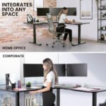 FORTIA Corner Standing Desk, 1730W x 1730W x 750D, 3 Motors, 120kg Load, Sit to Stand Up Electric Height Adjustable, Black/Black Frame - Image 10