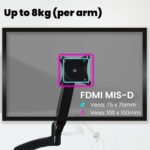 FORTIA Triple Computer Monitor Mount Stand for Desk with 3 Adjustable Arm Holder for 15 to 32 inch Displays - Image 4