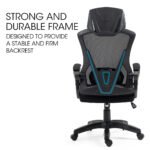 FORTIA Ergonomic Office Desk Chair, Height Adjustable Lumbar Support, Mesh Fabric, Headrest, Black - Image 5