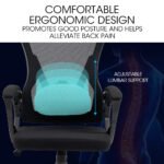 FORTIA Ergonomic Office Desk Chair, Height Adjustable Lumbar Support, Mesh Fabric, Headrest, Black - Image 7