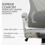 FORTIA Ergonomic Mesh Office Chair Computer Seat with Headrest Adjustable Recline, White/Grey - Image 2