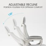 FORTIA Ergonomic Mesh Office Chair Computer Seat with Headrest Adjustable Recline, White/Grey - Image 4