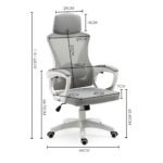 FORTIA Ergonomic Mesh Office Chair Computer Seat with Headrest Adjustable Recline, White/Grey - Image 6