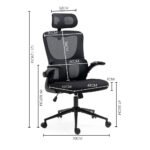 FORTIA Ergonomic Office Desk Chair, Lumbar Support, Mesh Fabric, Adjustable Headrest, Retractable Armrests, Black - Image 2