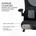 FORTIA Ergonomic Office Desk Chair, Lumbar Support, Mesh Fabric, Adjustable Headrest, Retractable Armrests, Black - Image 3