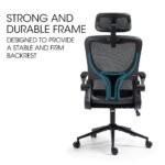 FORTIA Ergonomic Office Desk Chair, Lumbar Support, Mesh Fabric, Adjustable Headrest, Retractable Armrests, Black - Image 8