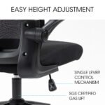 FORTIA Ergonomic Office Desk Chair, Lumbar Support, Mesh Fabric, Adjustable Headrest, Retractable Armrests, Black - Image 10