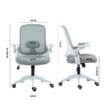 Fortia Ergonomic Office Desk Chair, Coolmesh Fabric, Adjustable Recline, Grey Mesh/White Frame - Image 2