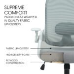 Fortia Ergonomic Office Desk Chair, Coolmesh Fabric, Adjustable Recline, Grey Mesh/White Frame - Image 3