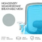 Fortia Ergonomic Office Desk Chair, Coolmesh Fabric, Adjustable Recline, Grey Mesh/White Frame - Image 4